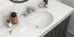 Sale 17" x 14" Oval Undermount Bathroom Sink in White Undermount