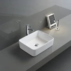 Discount 19" x 14" Rectangular Bathroom Vessel Sink in White Above Counter / Vessel Sinks