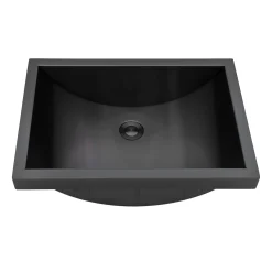 Best 20 x 14" Semi-Recessed Topmount Gunmetal Stainless Steel Rectangular Bathroom Sink Stainless Steel Sinks|Gunmetal, Brass, & Gold