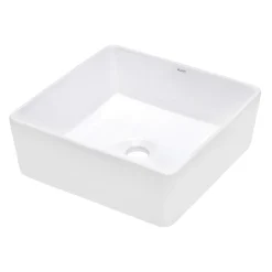 Online 15" x 15" Square Bathroom Vessel Sink in White Above Counter / Vessel Sinks