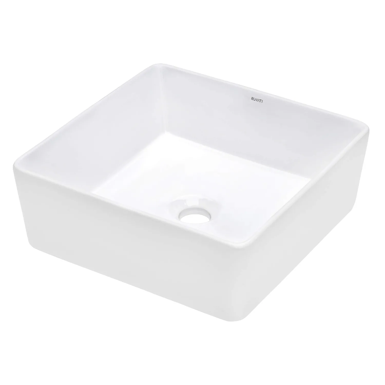 Online 15" x 15" Square Bathroom Vessel Sink in White Above Counter / Vessel Sinks