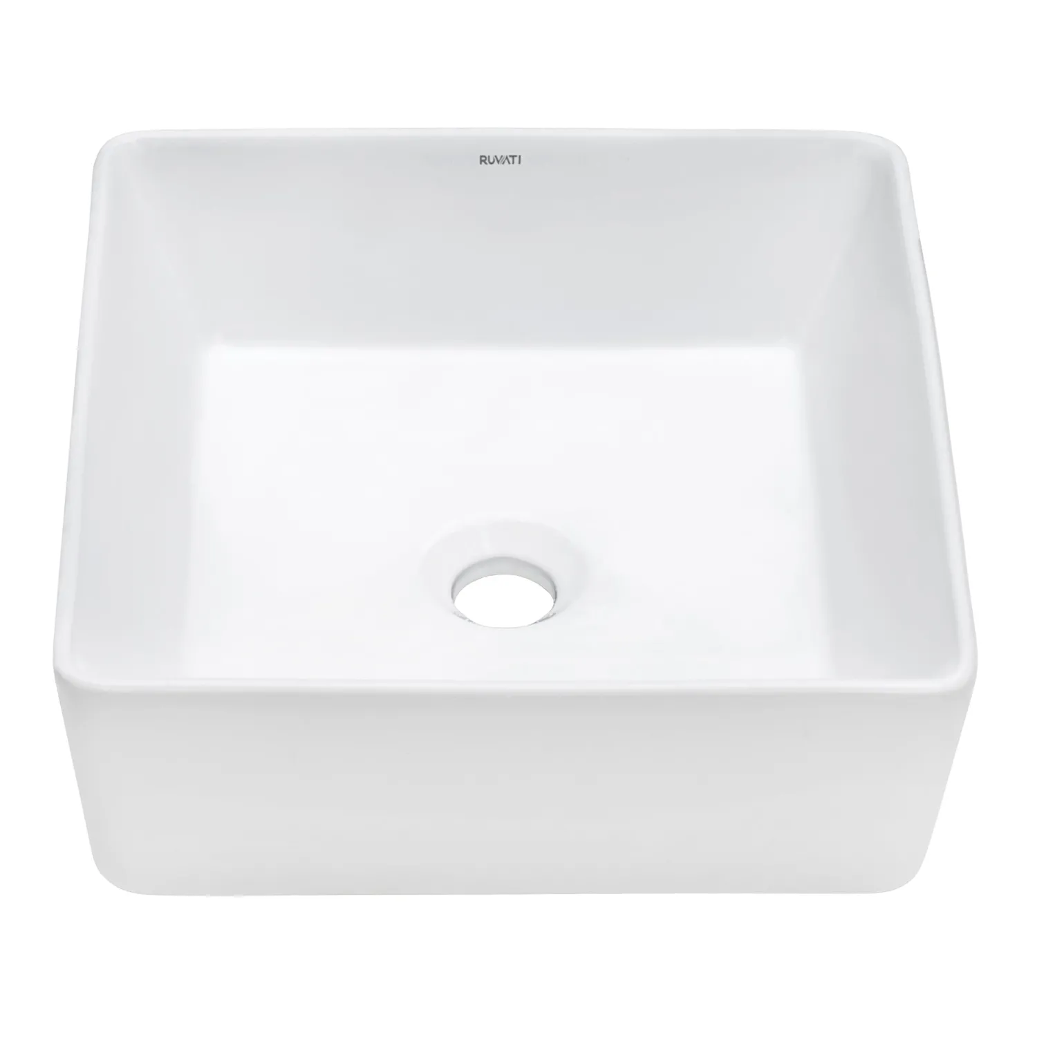 Online 15" x 15" Square Bathroom Vessel Sink in White Above Counter / Vessel Sinks