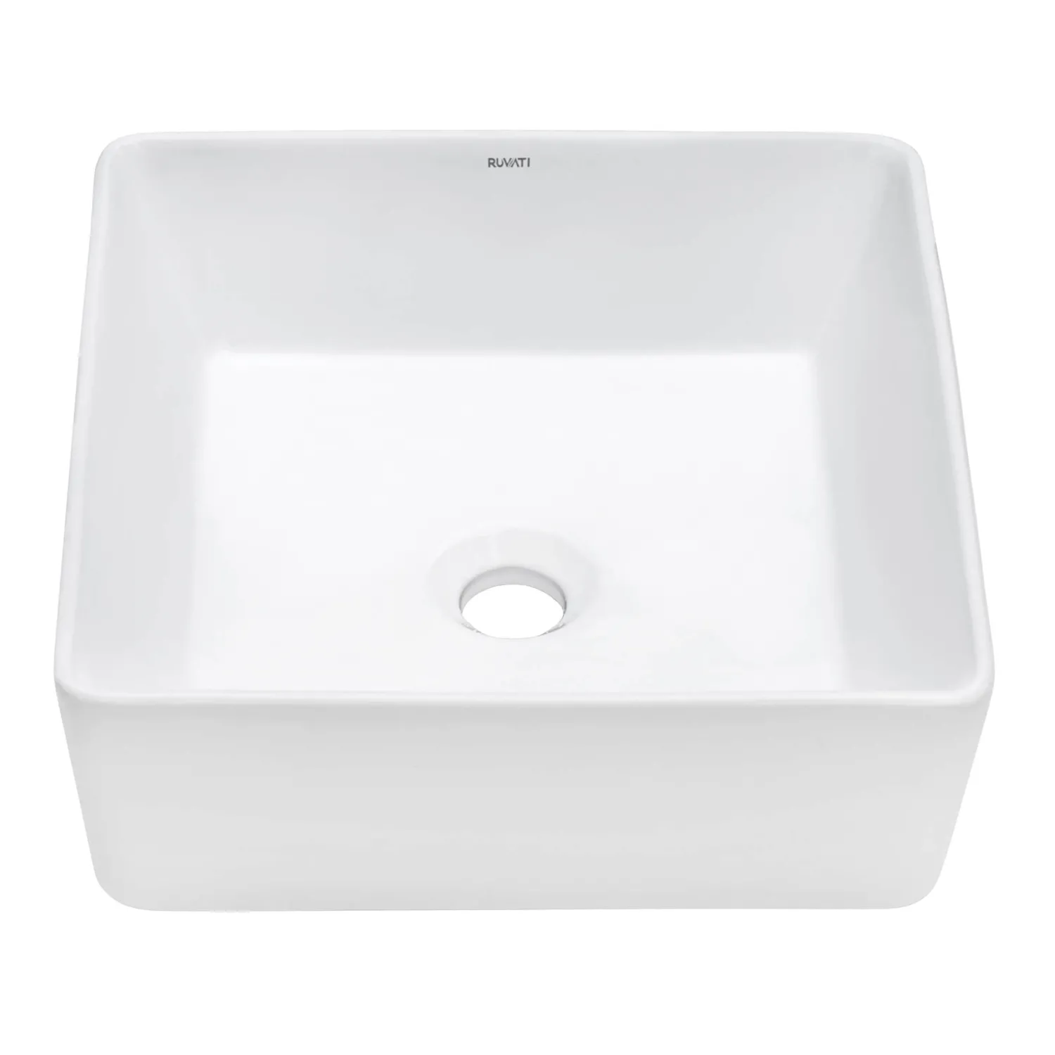 Online 15" x 15" Square Bathroom Vessel Sink in White Above Counter / Vessel Sinks
