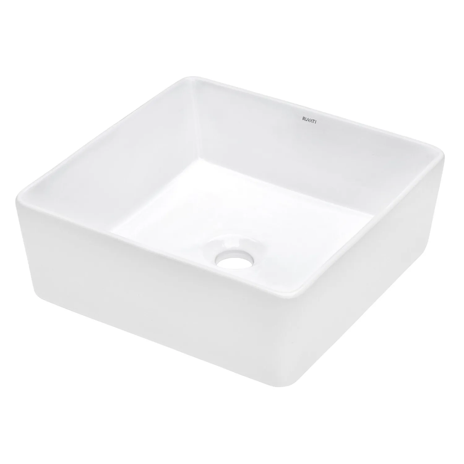 Online 15" x 15" Square Bathroom Vessel Sink in White Above Counter / Vessel Sinks