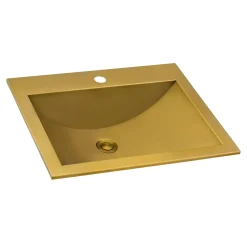 Clearance 21" x 17" Topmount Brushed Gold Stainless Steel Bathroom Sink Stainless Steel Sinks|Drop-In / Top Mount Sinks