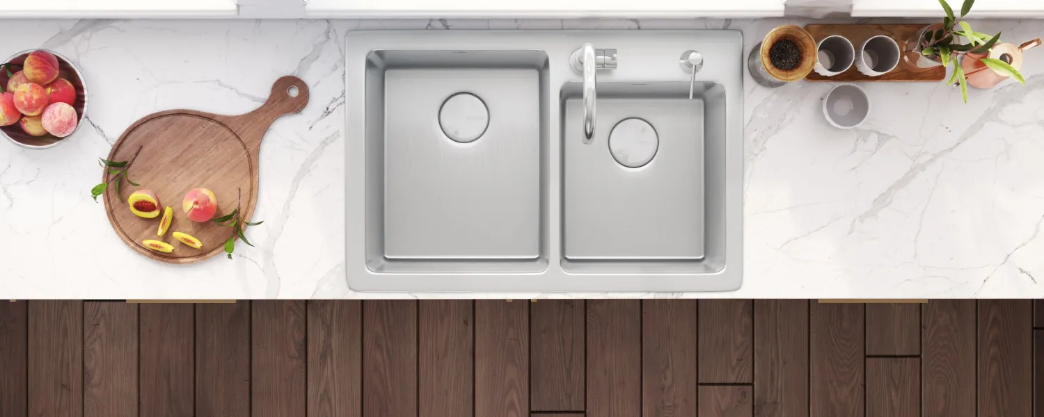 Sale 33" x 22" Topmount 60/40 Double Bowl 16 Gauge Stainless Steel Kitchen Sink Drop-In / Top Mount Sinks|Stainless Steel Sinks