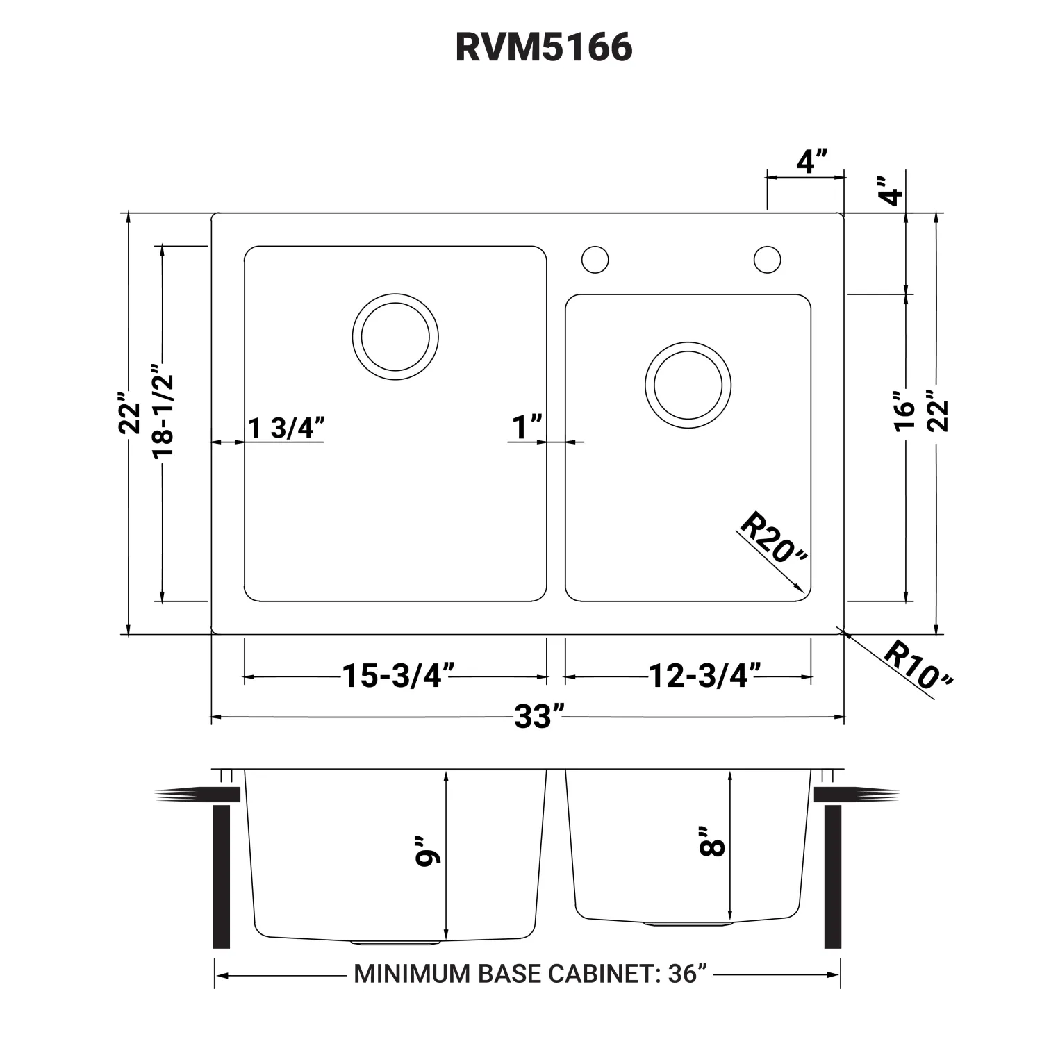 Sale 33" x 22" Topmount 60/40 Double Bowl 16 Gauge Stainless Steel Kitchen Sink Drop-In / Top Mount Sinks|Stainless Steel Sinks