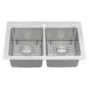 Sale 33" x 22" Topmount 50/50 Double Bowl 16 Gauge Stainless Steel Kitchen Sink Drop-In / Top Mount Sinks|Stainless Steel Sinks