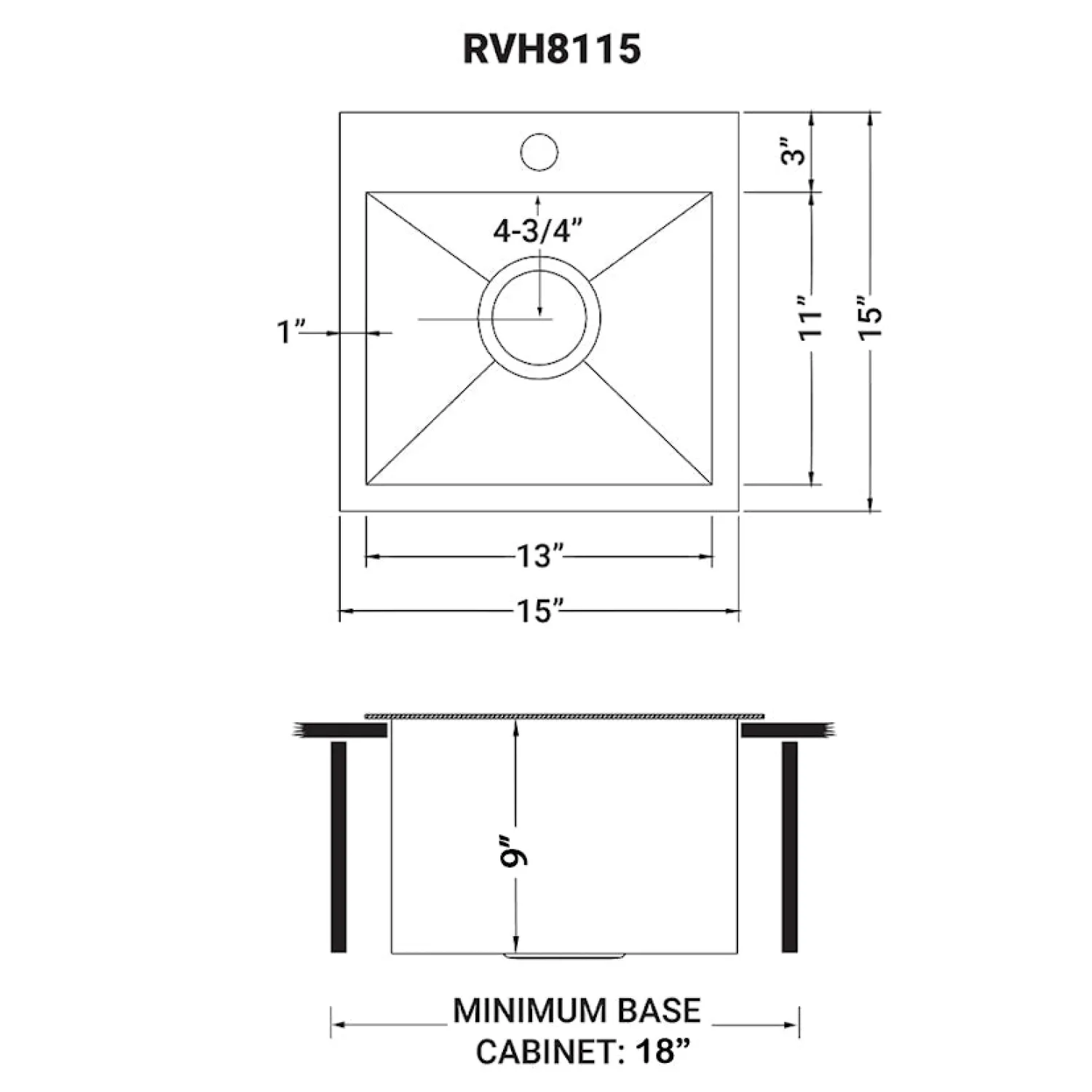 15 x 15" Topmount 16 Gauge Stainless Steel Single Bowl Bar Prep Sink Bar / Prep Sinks
