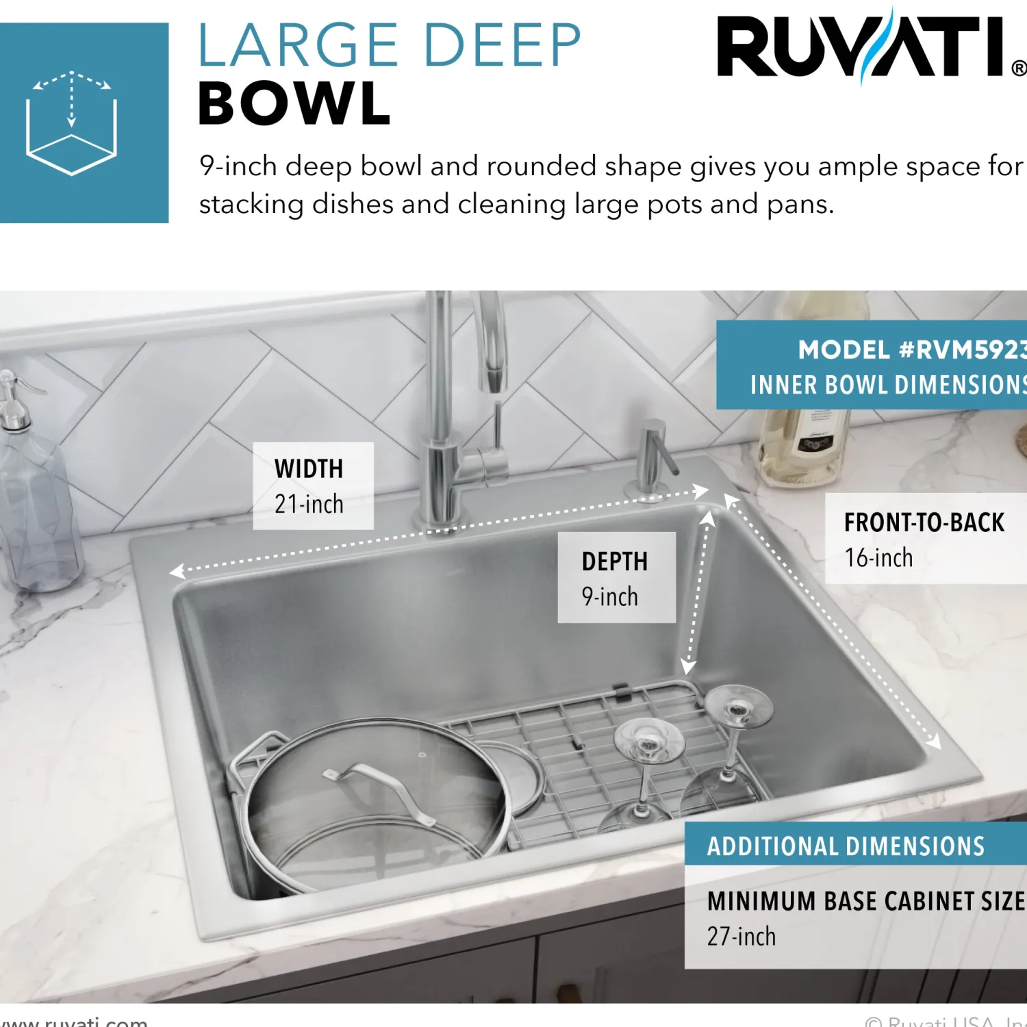 Best 23" x 20" Topmount 16 Gauge Stainless Steel Kitchen Sink Drop-In / Top Mount Sinks|Stainless Steel Sinks
