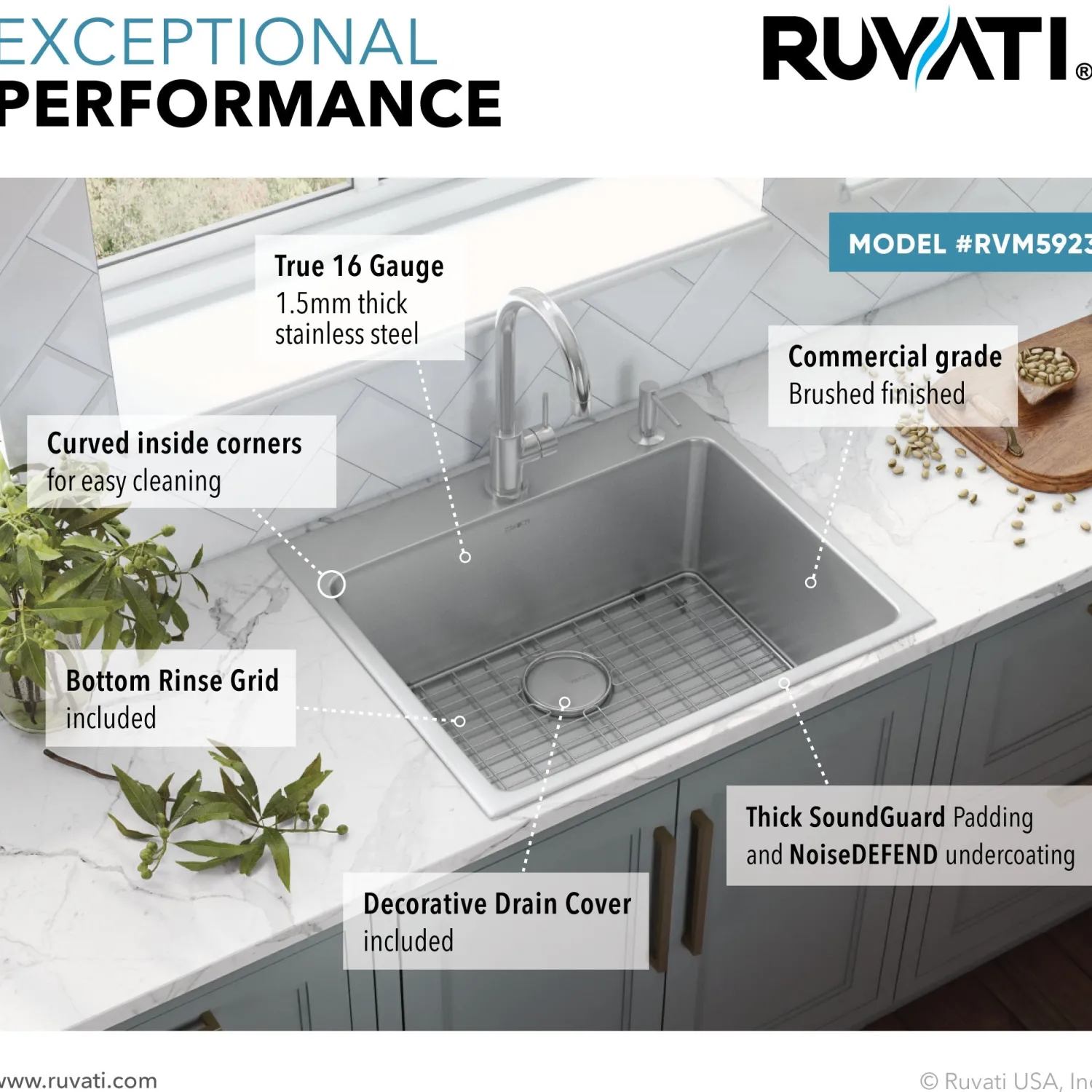 Best 23" x 20" Topmount 16 Gauge Stainless Steel Kitchen Sink Drop-In / Top Mount Sinks|Stainless Steel Sinks