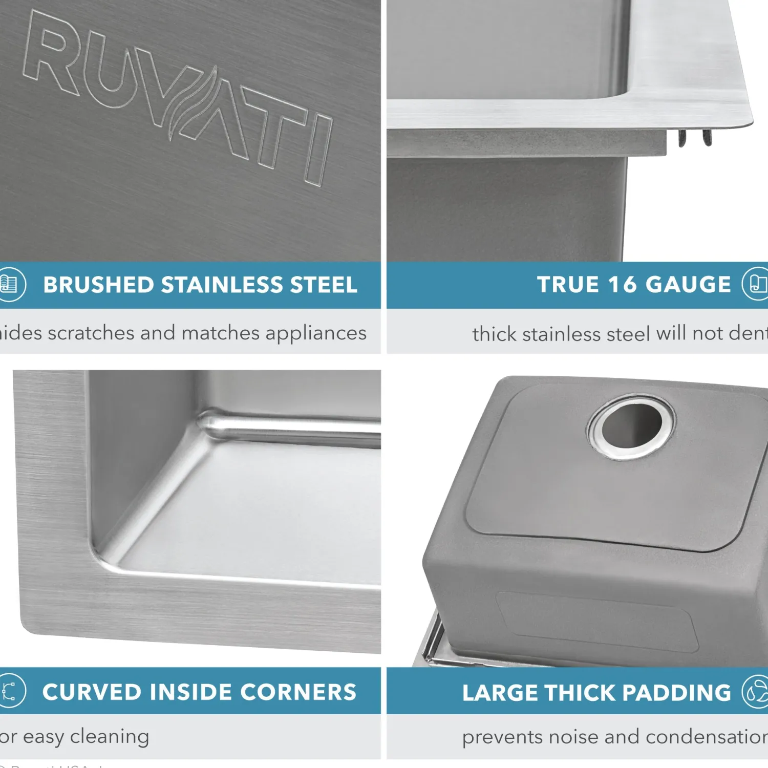 Best 23" x 20" Topmount 16 Gauge Stainless Steel Kitchen Sink Drop-In / Top Mount Sinks|Stainless Steel Sinks