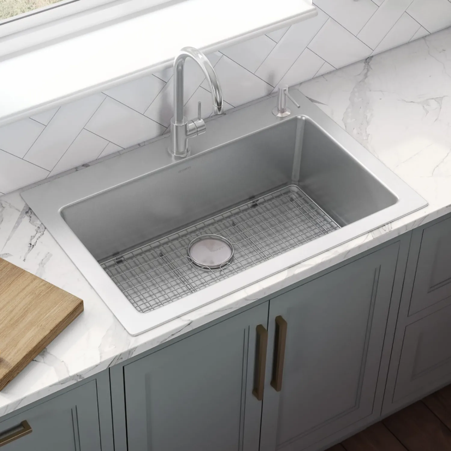 New 33" x 22" Topmount 16 Gauge Stainless Steel Kitchen Sink Drop-In / Top Mount Sinks|Stainless Steel Sinks