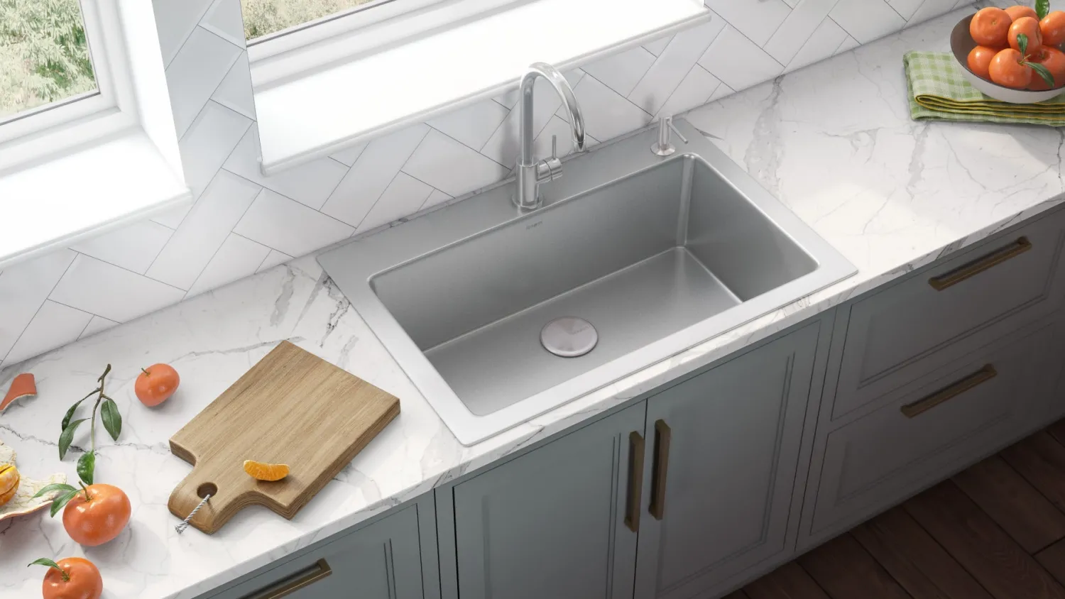 New 33" x 22" Topmount 16 Gauge Stainless Steel Kitchen Sink Drop-In / Top Mount Sinks|Stainless Steel Sinks