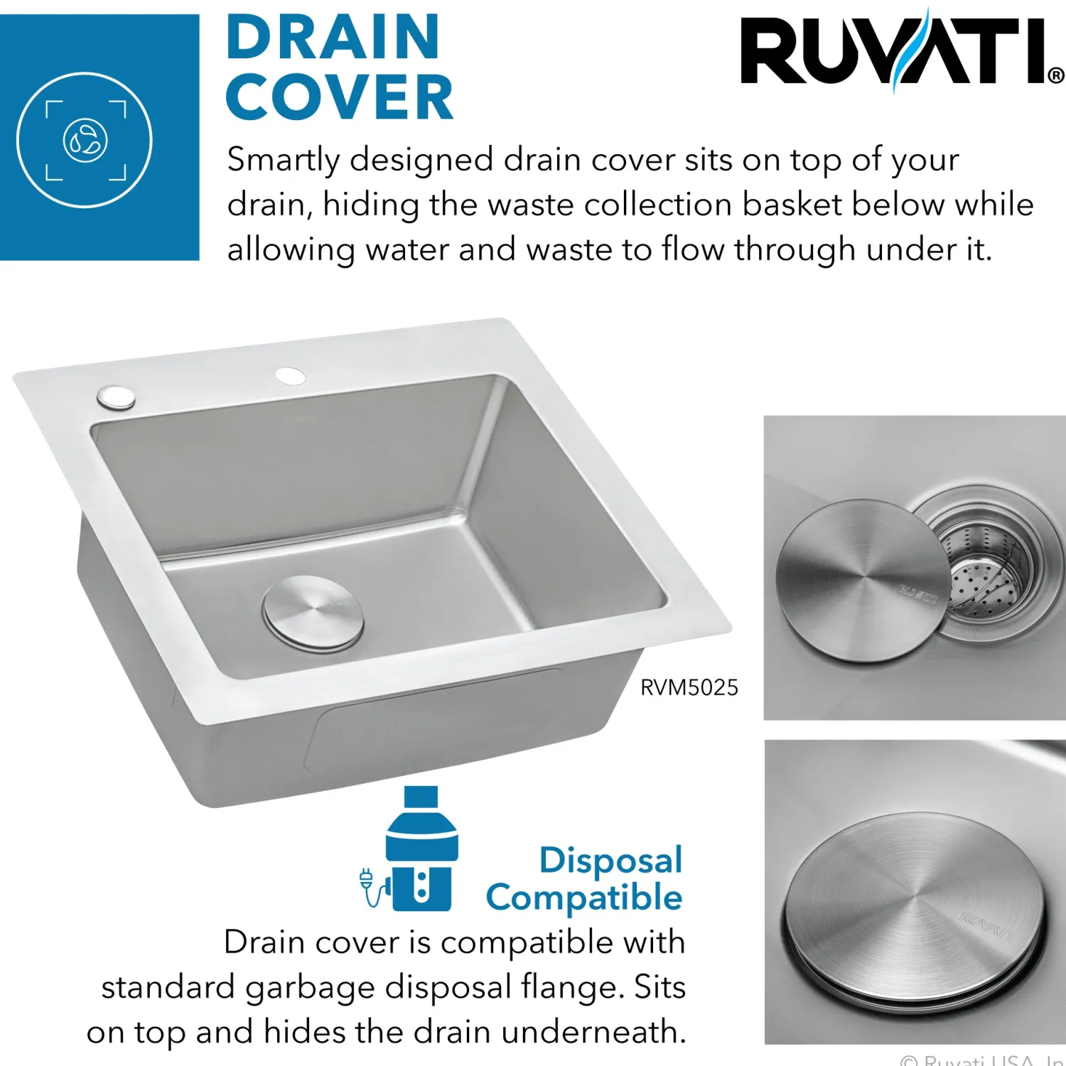 Hot 25" x 22" Topmount 16 Gauge Stainless Steel Kitchen Sink Drop-In / Top Mount Sinks|Stainless Steel Sinks