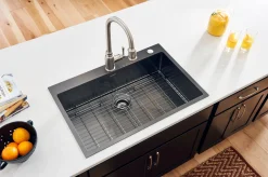 Discount 33" x 22" Topmount Gunmetal Stainless Steel Kitchen Sink 16 Gauge Single Bowl Drop-In / Top Mount Sinks|Stainless Steel Sinks