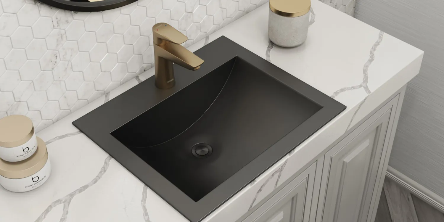 21" x 17" Topmount Gunmetal Stainless Steel Bathroom Sink Stainless Steel Sinks|Drop-In / Top Mount Sinks