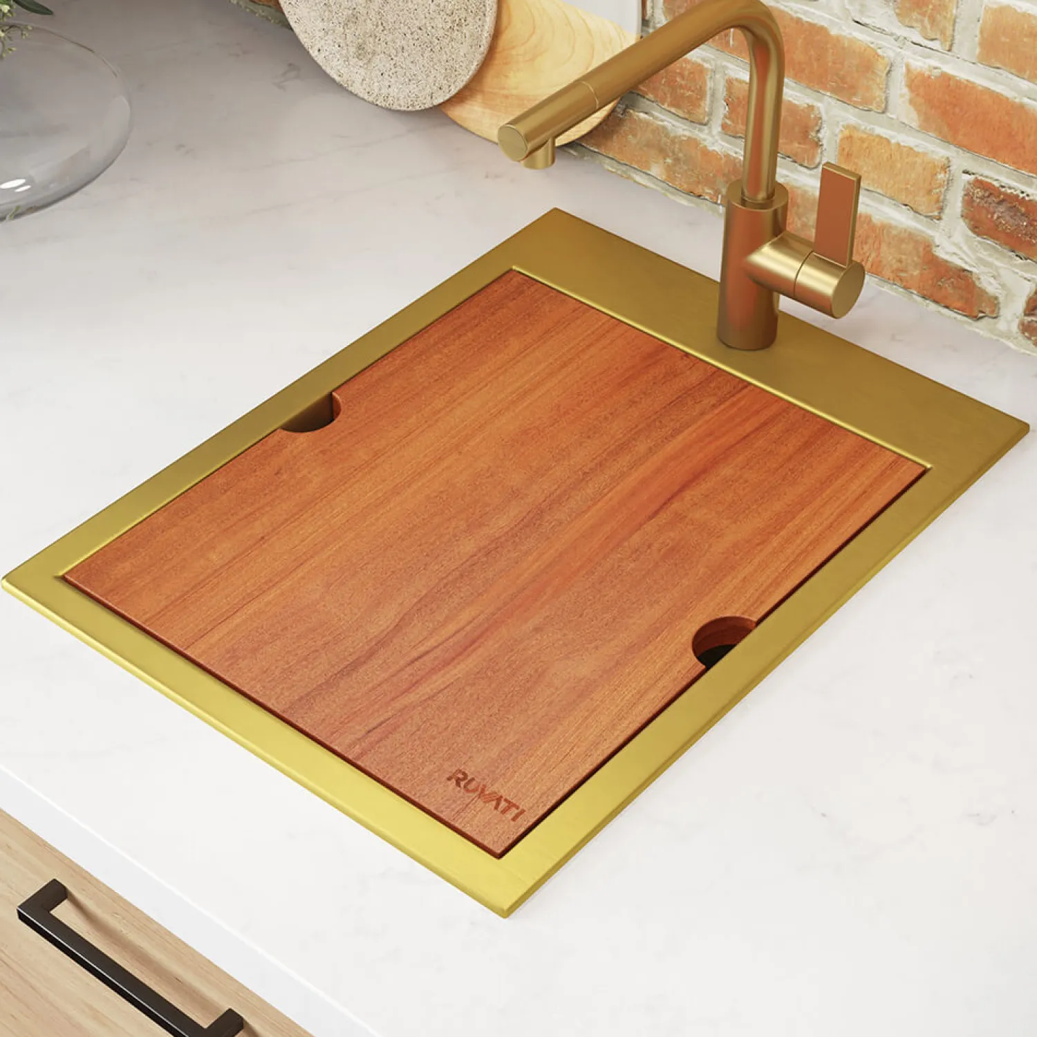 15" x 20" Topmount Matte Gold Stainless Steel Workstation Bar Sink Gunmetal, Brass, & Gold|Sinks For Tight Spaces