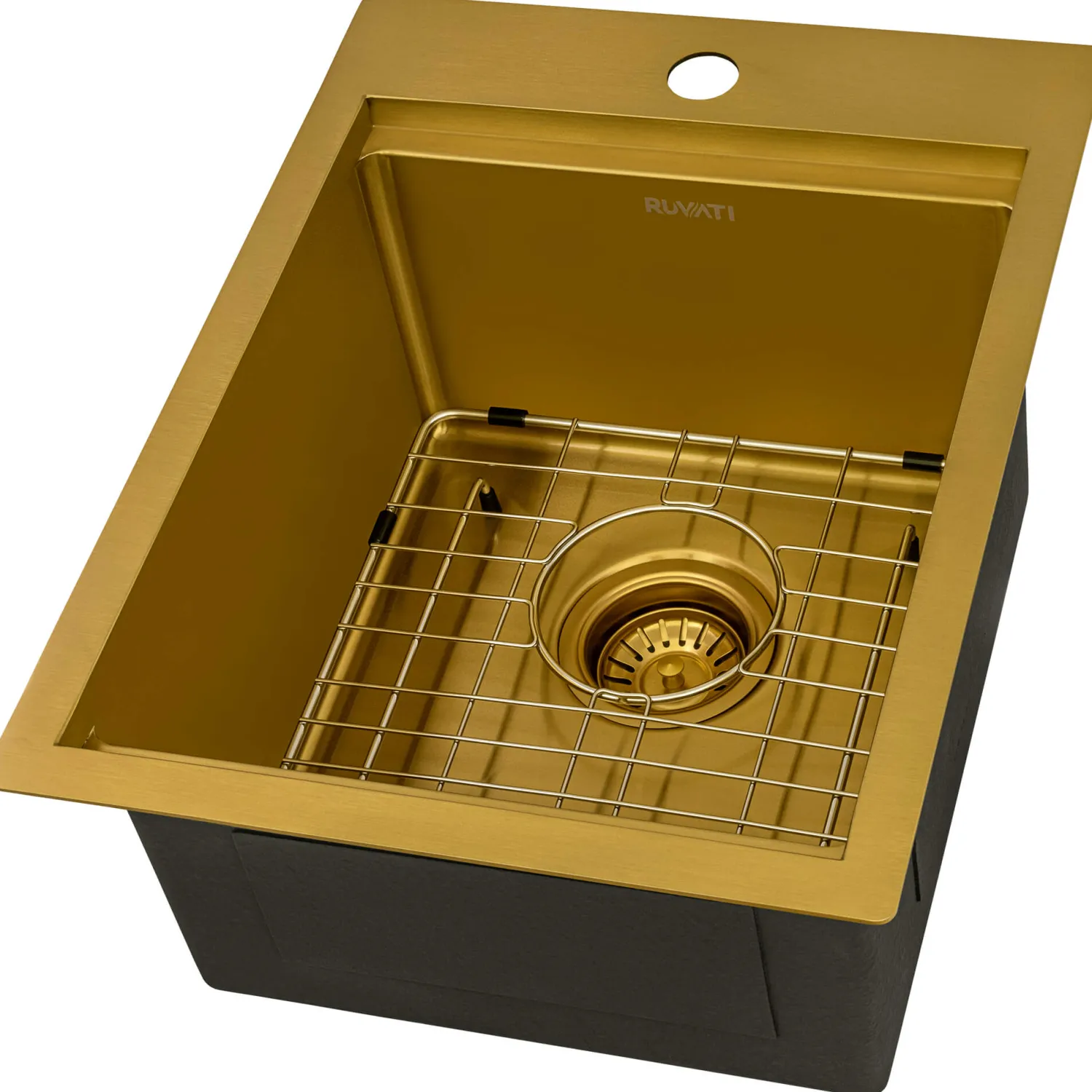 15" x 20" Topmount Matte Gold Stainless Steel Workstation Bar Sink Gunmetal, Brass, & Gold|Sinks For Tight Spaces