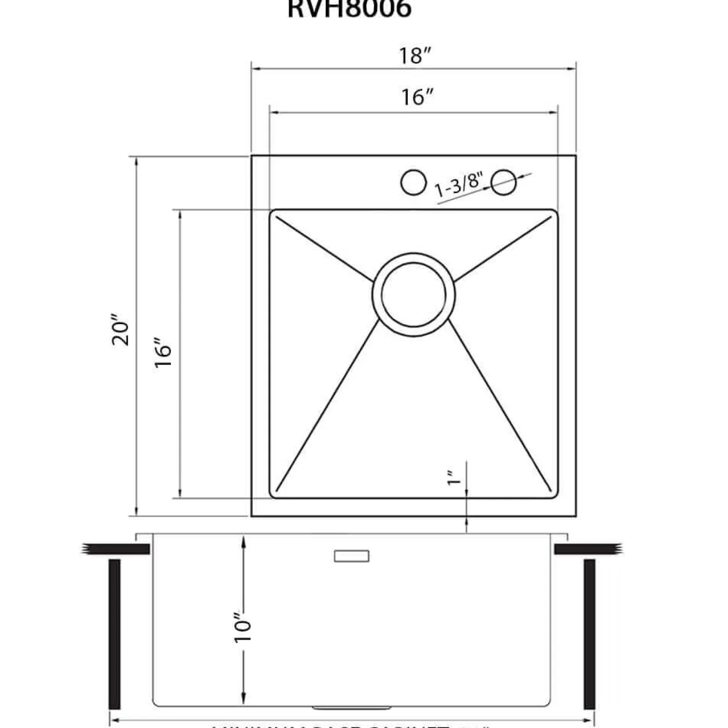 18" x 20" Topmount Prep Sink in 16 Gauge Stainless Sinks For Tight Spaces|Bar / Prep Sinks