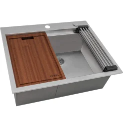 Best 23" x 20" Topmount Workstation Kitchen Sink Drop-In / Top Mount Sinks|Sinks For Tight Spaces