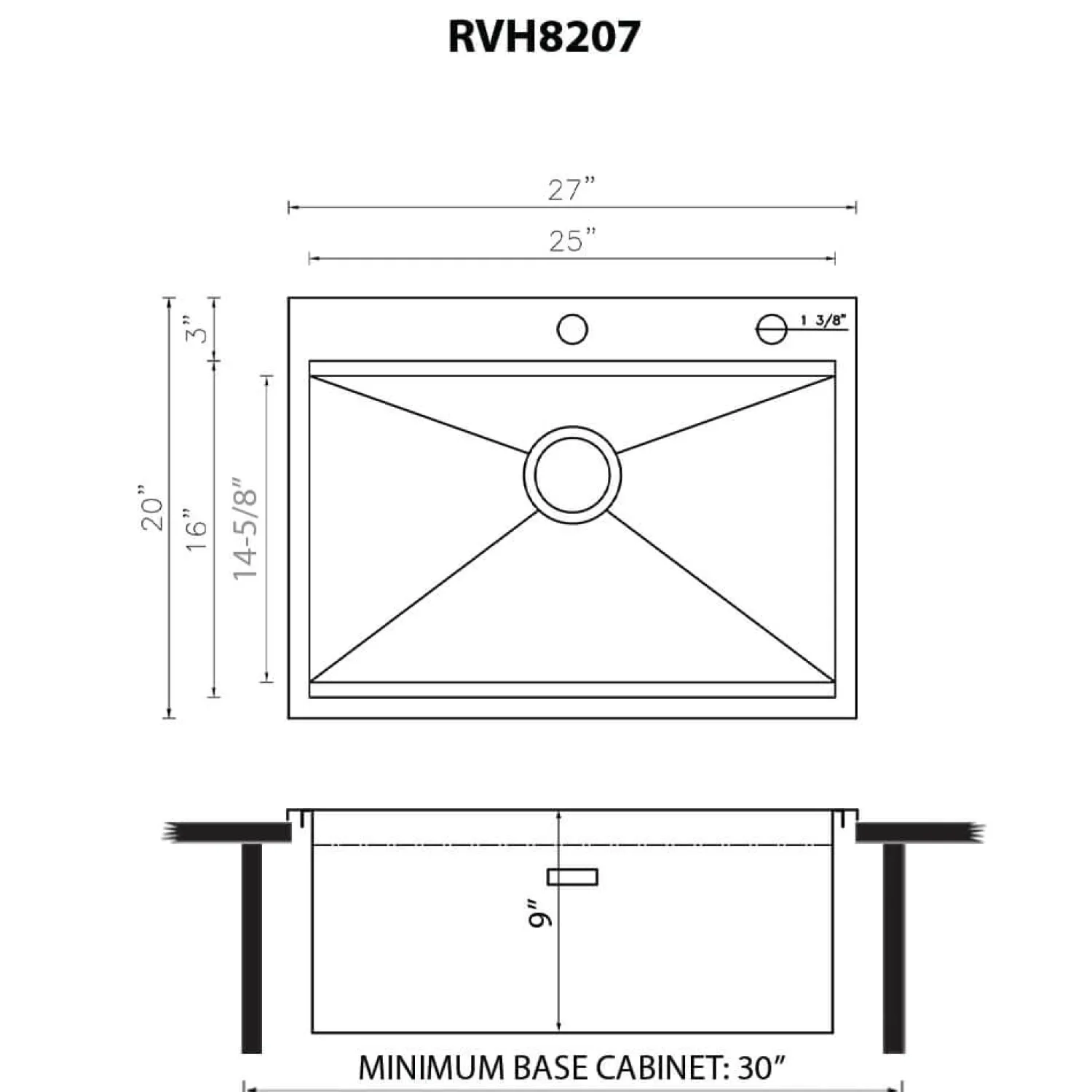 New 27" x 20" Topmount Workstation Kitchen Sink Drop-In / Top Mount Sinks|Sinks For Tight Spaces