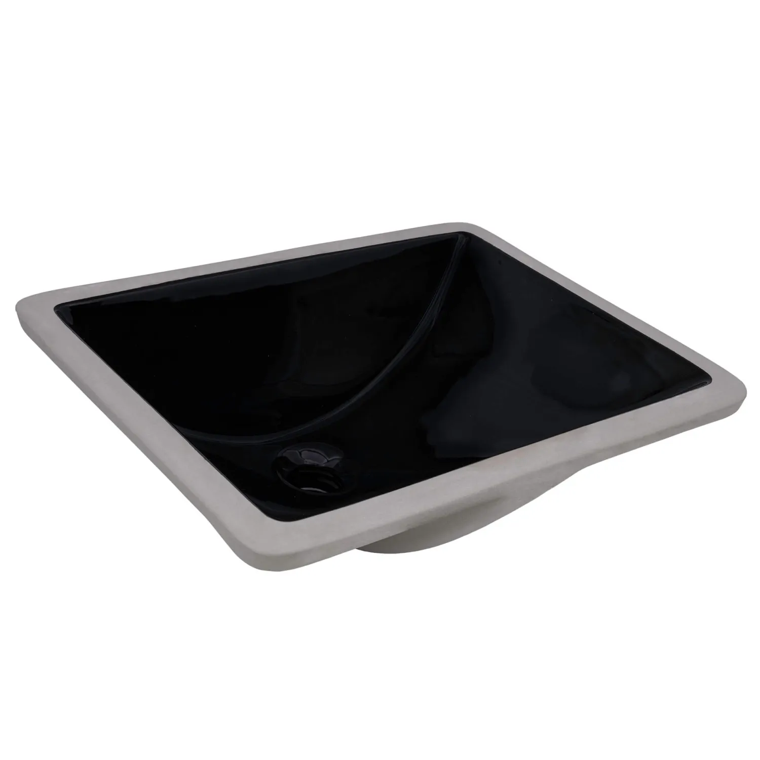 Sale 21" x 15" Undermount Bathroom Sink Black Rectangular Porcelain Ceramic with Overflow Undermount
