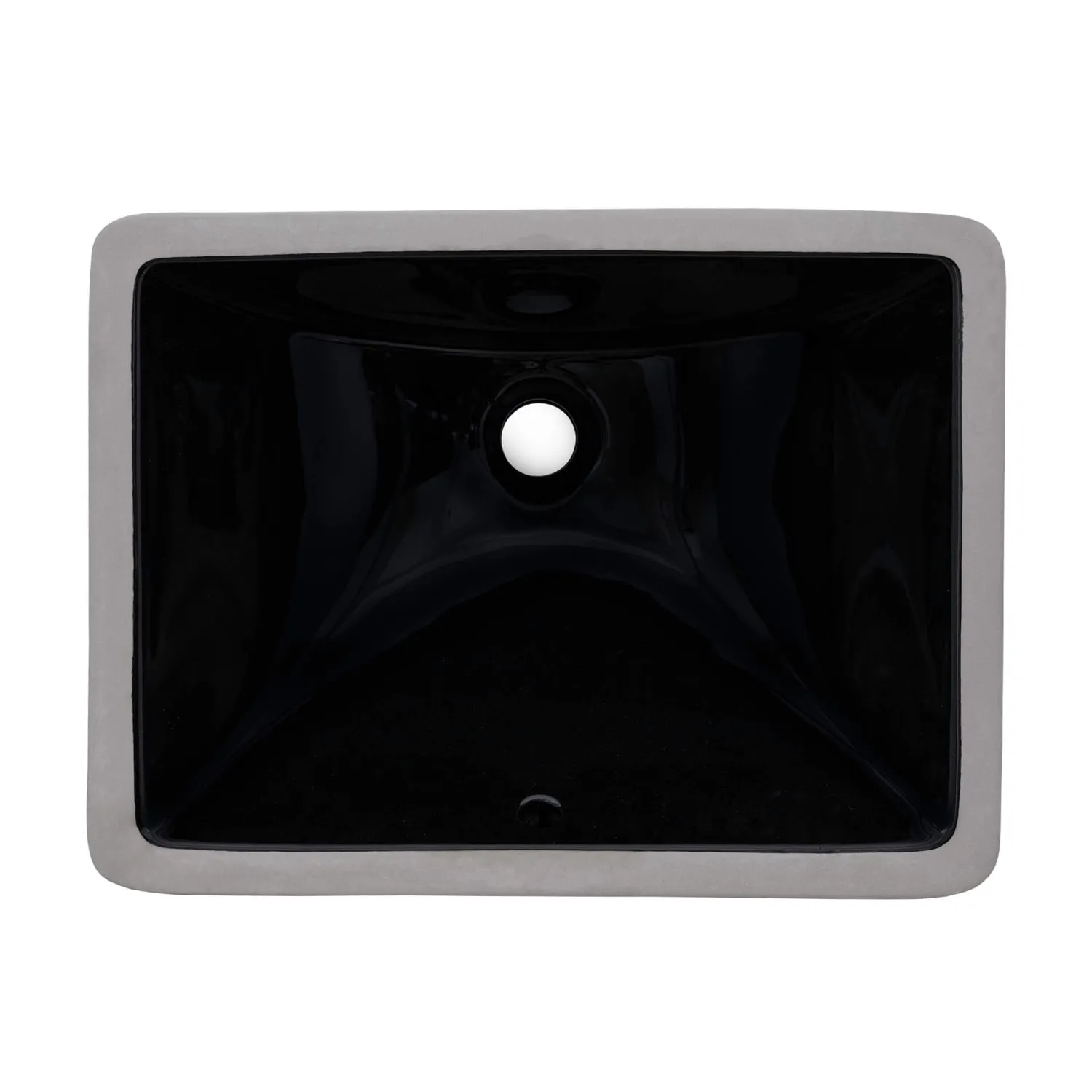 Sale 21" x 15" Undermount Bathroom Sink Black Rectangular Porcelain Ceramic with Overflow Undermount