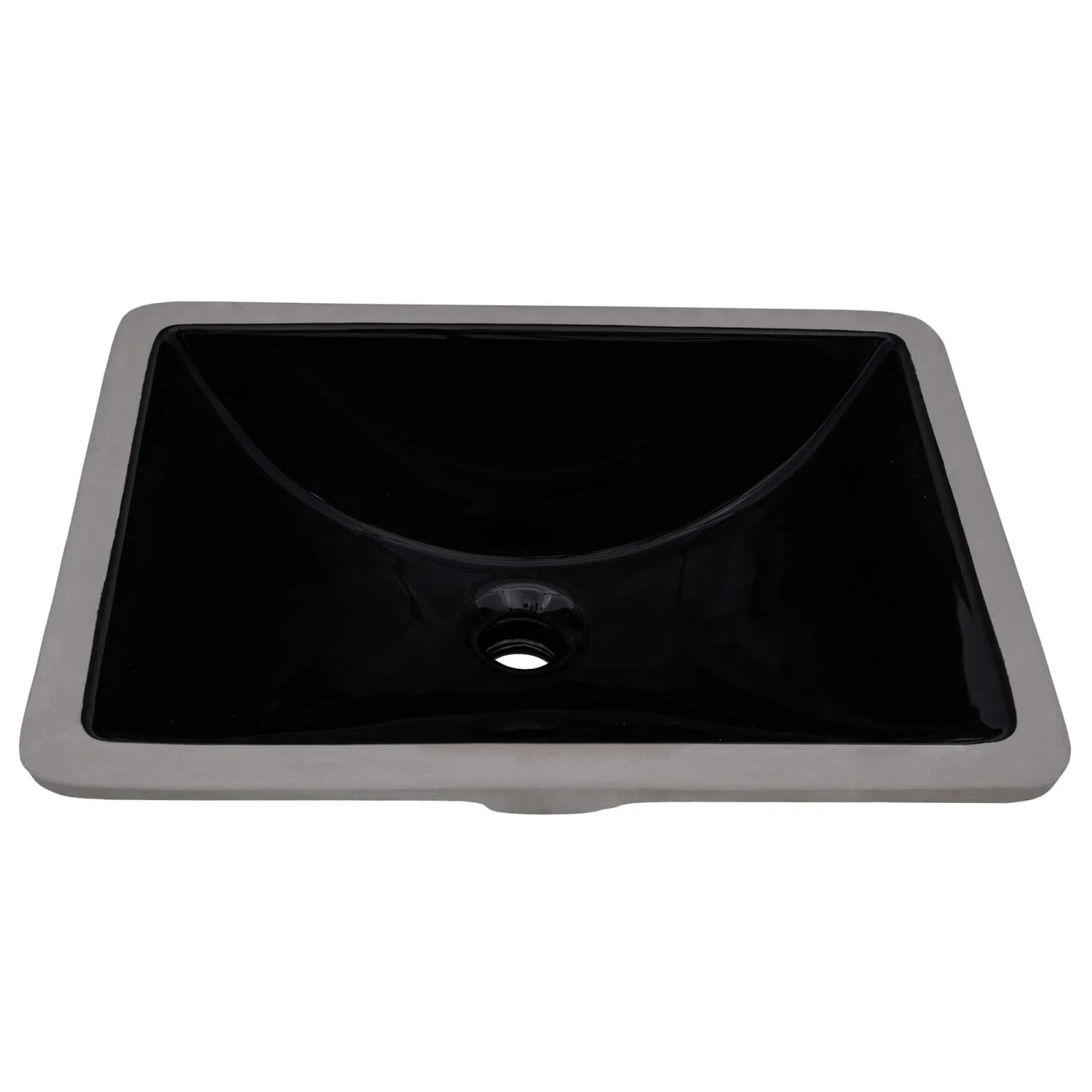 Sale 21" x 15" Undermount Bathroom Sink Black Rectangular Porcelain Ceramic with Overflow Undermount