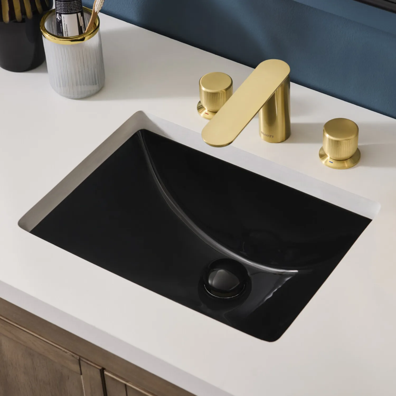 Sale 21" x 15" Undermount Bathroom Sink Black Rectangular Porcelain Ceramic with Overflow Undermount