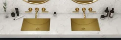 New 18" x 13" Undermount Brushed Gold Rectangular Stainless Steel Bathroom Sink Undermount|Gunmetal, Brass, & Gold