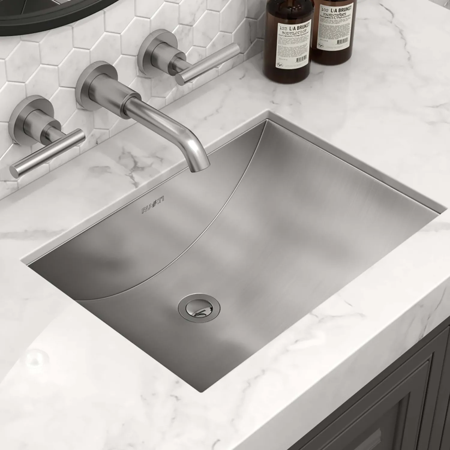 New 18" x 13" Undermount Brushed Stainless Steel Rectangular Bathroom Sink Undermount|Stainless Steel Sinks