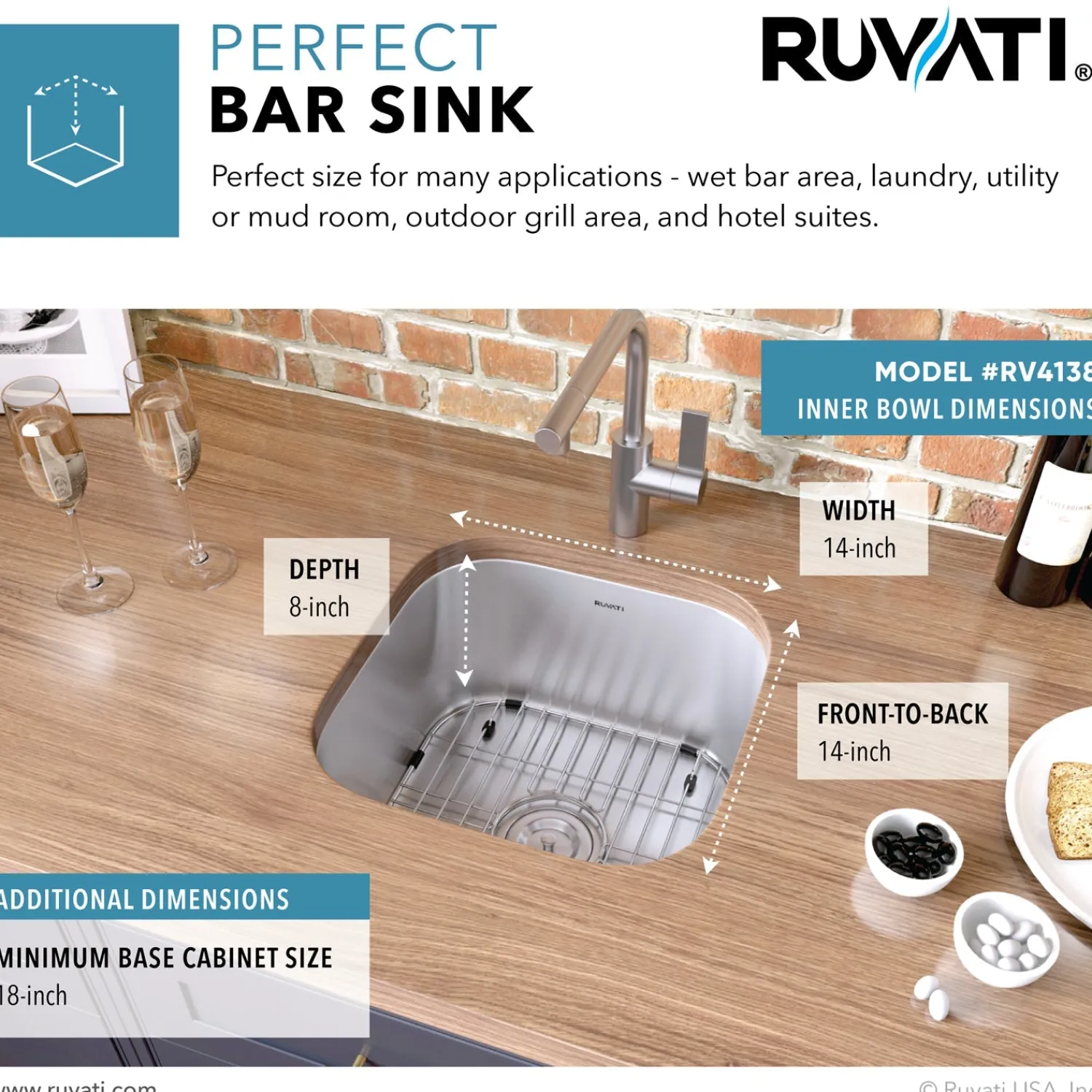 Online 16 x 16" Undermount 16 Gauge Stainless Steel Bar Prep Sink Sinks For Tight Spaces|Bar / Prep Sinks