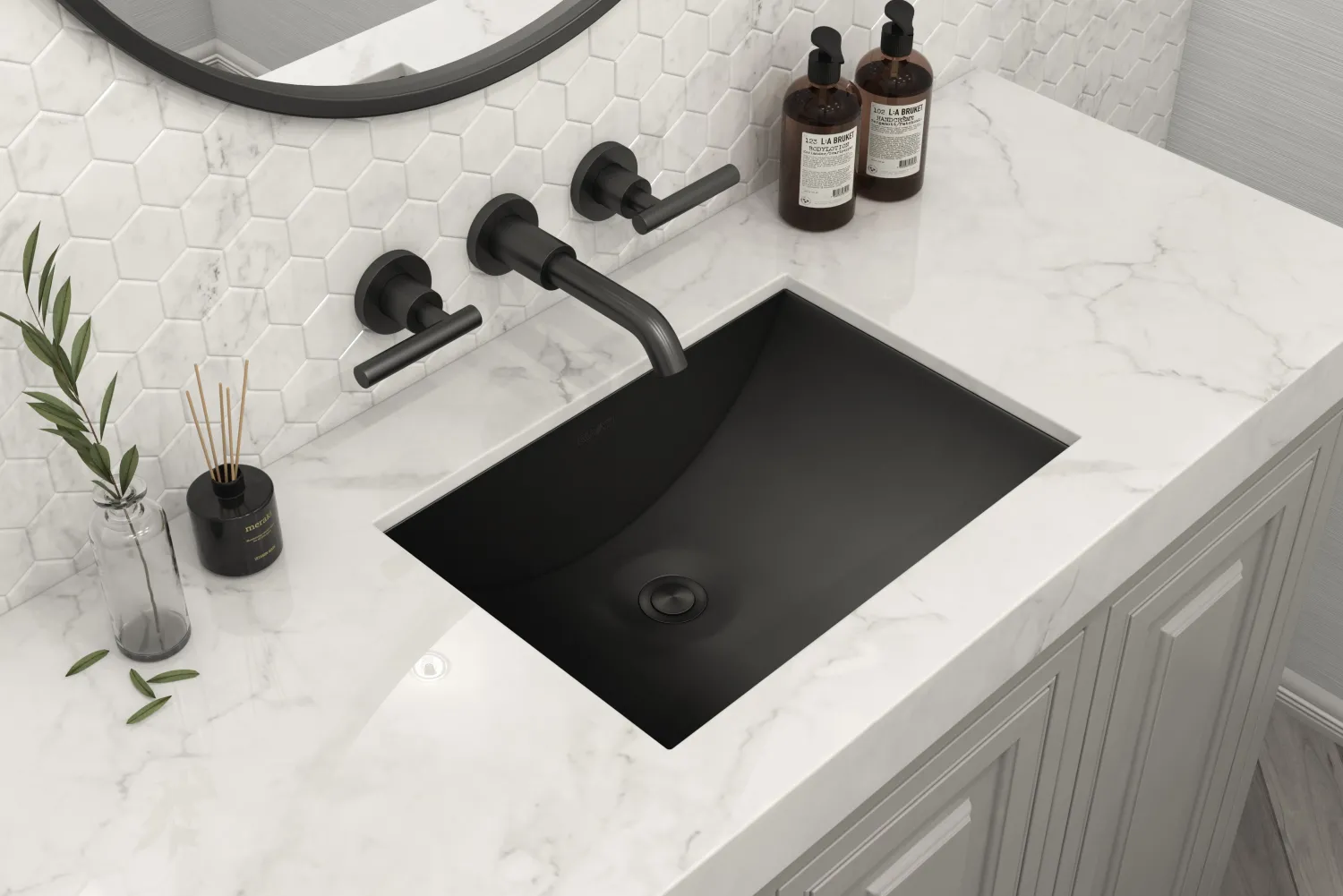 Outlet 20" x 14" Undermount Gunmetal Rectangular Stainless Steel Bathroom Sink Undermount|Gunmetal, Brass, & Gold