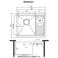 Clearance 22" x 18" Undermount Workstation Bar Sink and Glass Rinser Bar / Prep Sinks|Workstation Sinks
