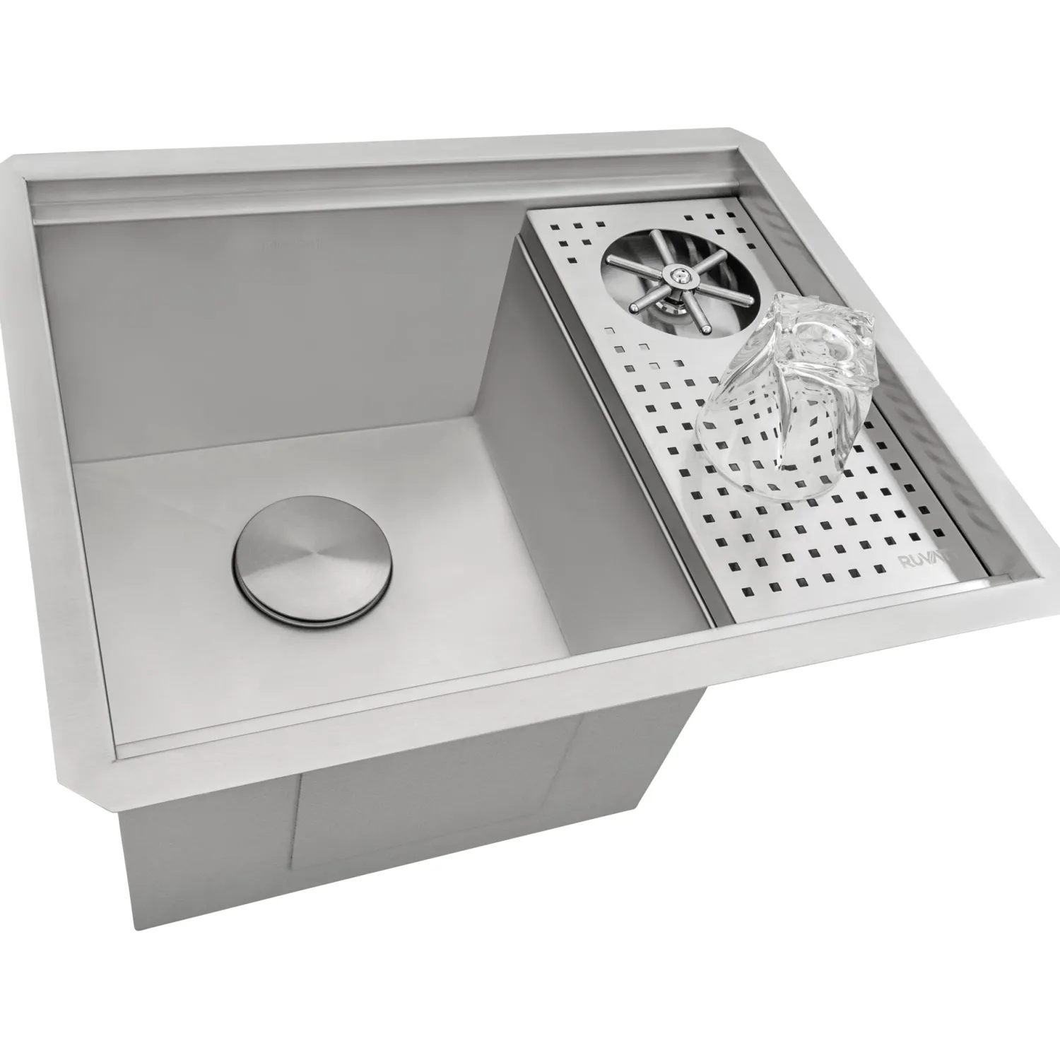 Clearance 22" x 18" Undermount Workstation Bar Sink and Glass Rinser Bar / Prep Sinks|Workstation Sinks