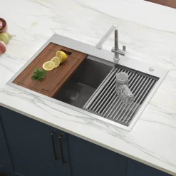 Online 33 x 22" Workstation Drop-in 60/40 Double Bowl Topmount Tight Radius 16 Gauge Stainless Steel Ledge Kitchen Sink Drop-In / Top Mount Sinks|Stainless Steel Sinks