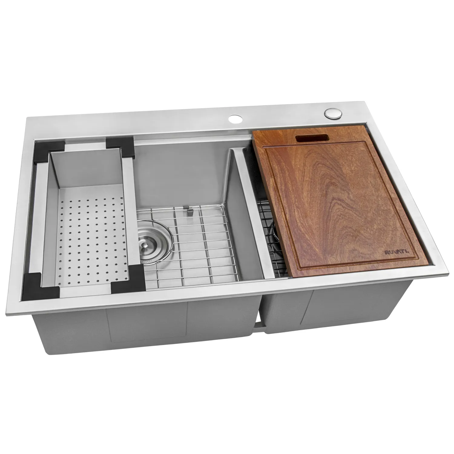 Online 33 x 22" Workstation Drop-in 60/40 Double Bowl Topmount Tight Radius 16 Gauge Stainless Steel Ledge Kitchen Sink Drop-In / Top Mount Sinks|Stainless Steel Sinks