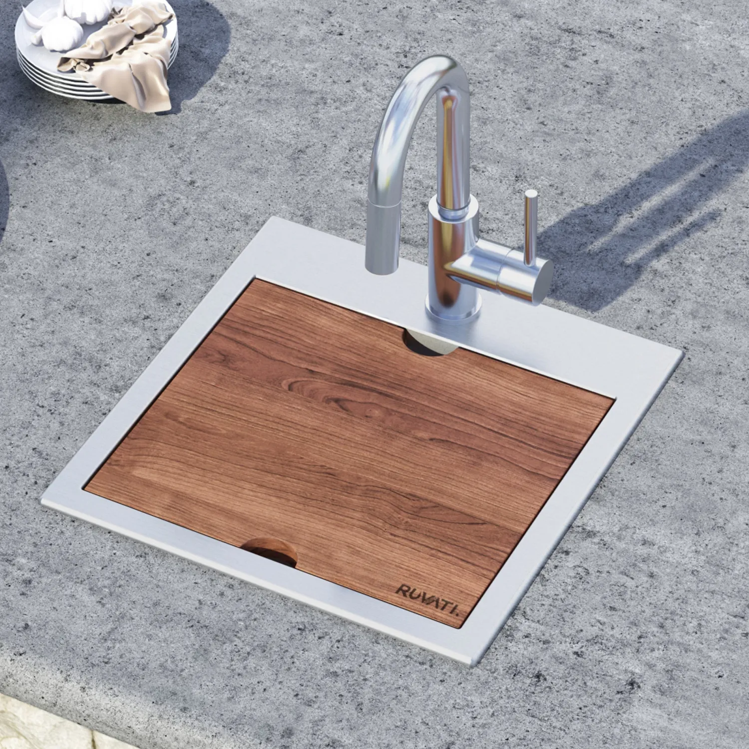 Clearance 15 x 15" Workstation Drop-in Topmount 16 Gauge Stainless Steel Bar Prep RV Sink Bar / Prep Sinks|Workstation Sinks