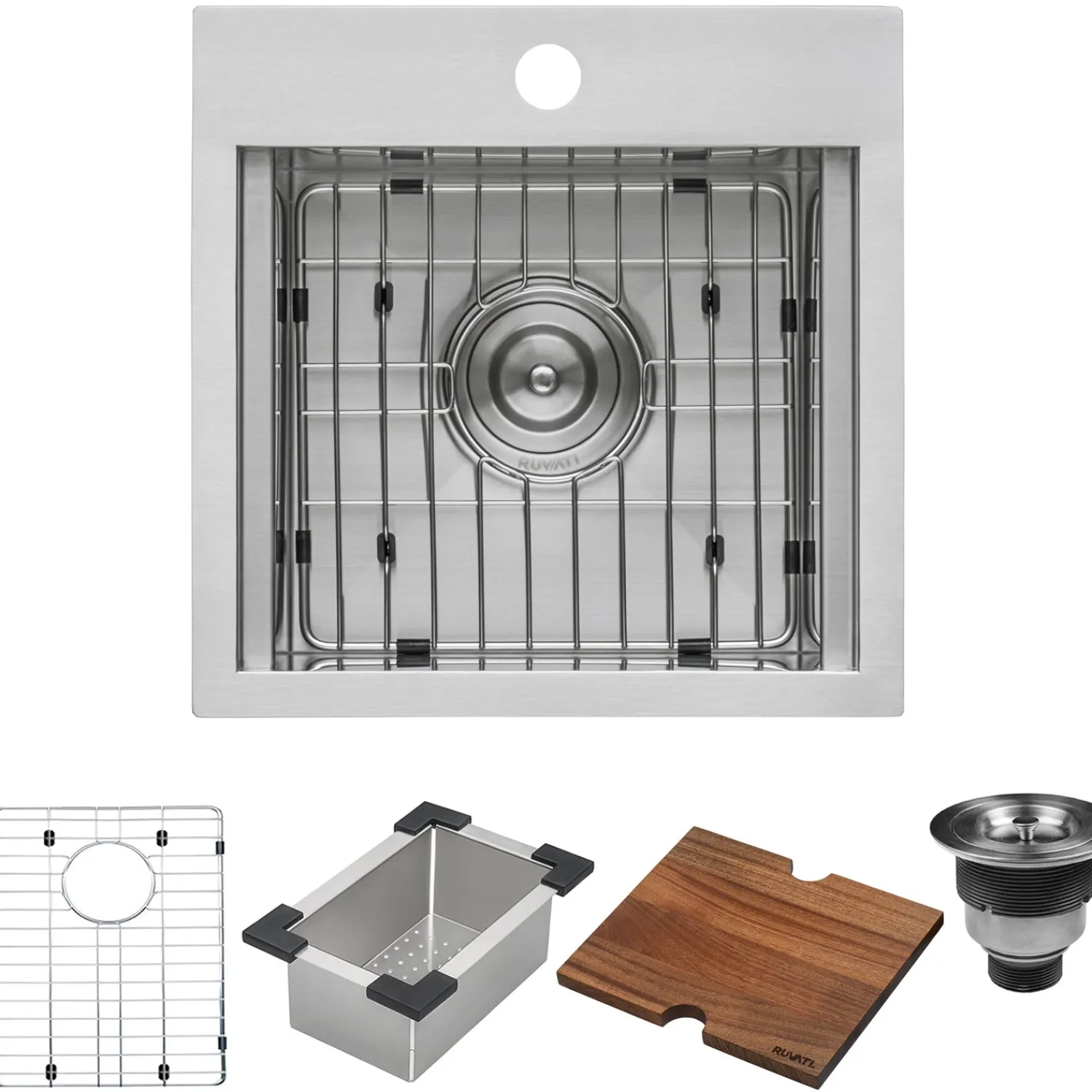 Clearance 15 x 15" Workstation Drop-in Topmount 16 Gauge Stainless Steel Bar Prep RV Sink Bar / Prep Sinks|Workstation Sinks