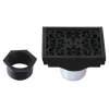 Online Scroll 4" Brass Square Grid Shower Drain with Flange and Hair Trap Shower Drains
