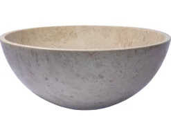 Hot Small Vessel Sink Bowl in Polished Penny Grey Marble Above Counter / Vessel Sinks
