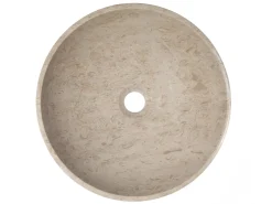 Hot Small Vessel Sink Bowl in Polished Penny Grey Marble Above Counter / Vessel Sinks