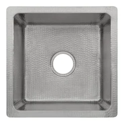 New 16" Square Hammered Copper Bar/Prep Sink in Nickel with 3.5" Drain Opening Bar / Prep Sinks