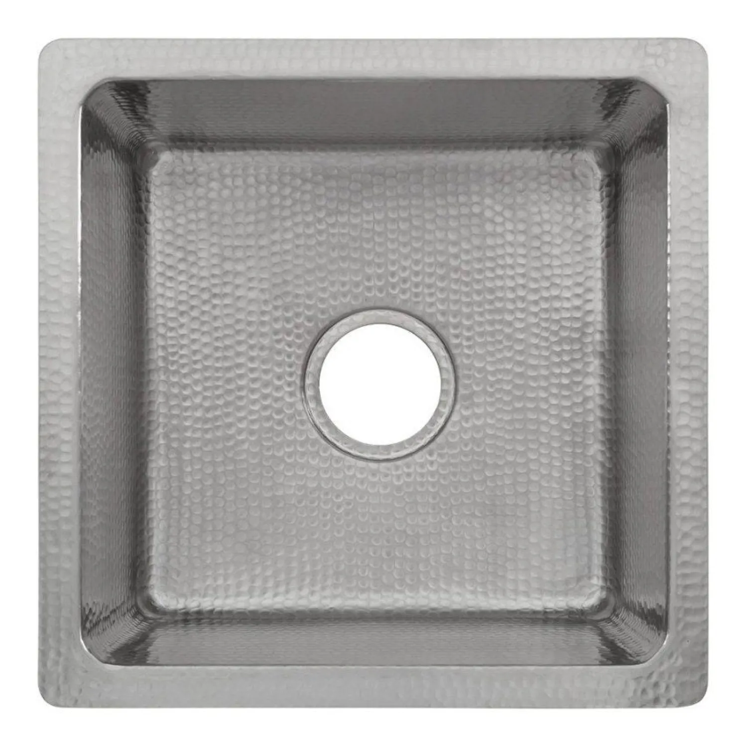 New 16" Square Hammered Copper Bar/Prep Sink in Nickel with 3.5" Drain Opening Bar / Prep Sinks