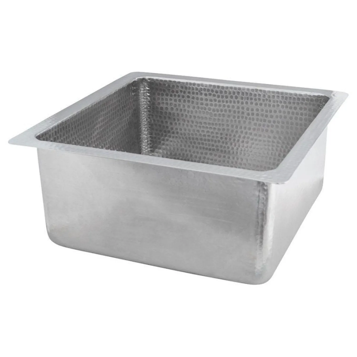 New 16" Square Hammered Copper Bar/Prep Sink in Nickel with 3.5" Drain Opening Bar / Prep Sinks