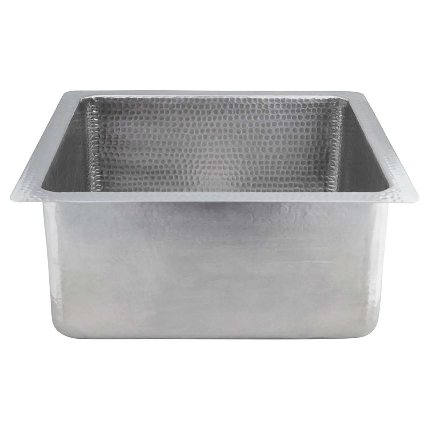 New 16" Square Hammered Copper Bar/Prep Sink in Nickel with 3.5" Drain Opening Bar / Prep Sinks