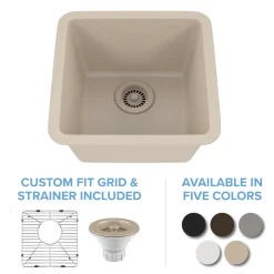 Square Quartz Composite Bar/Prep Sink Single Bowl Sinks|Undermount Sinks