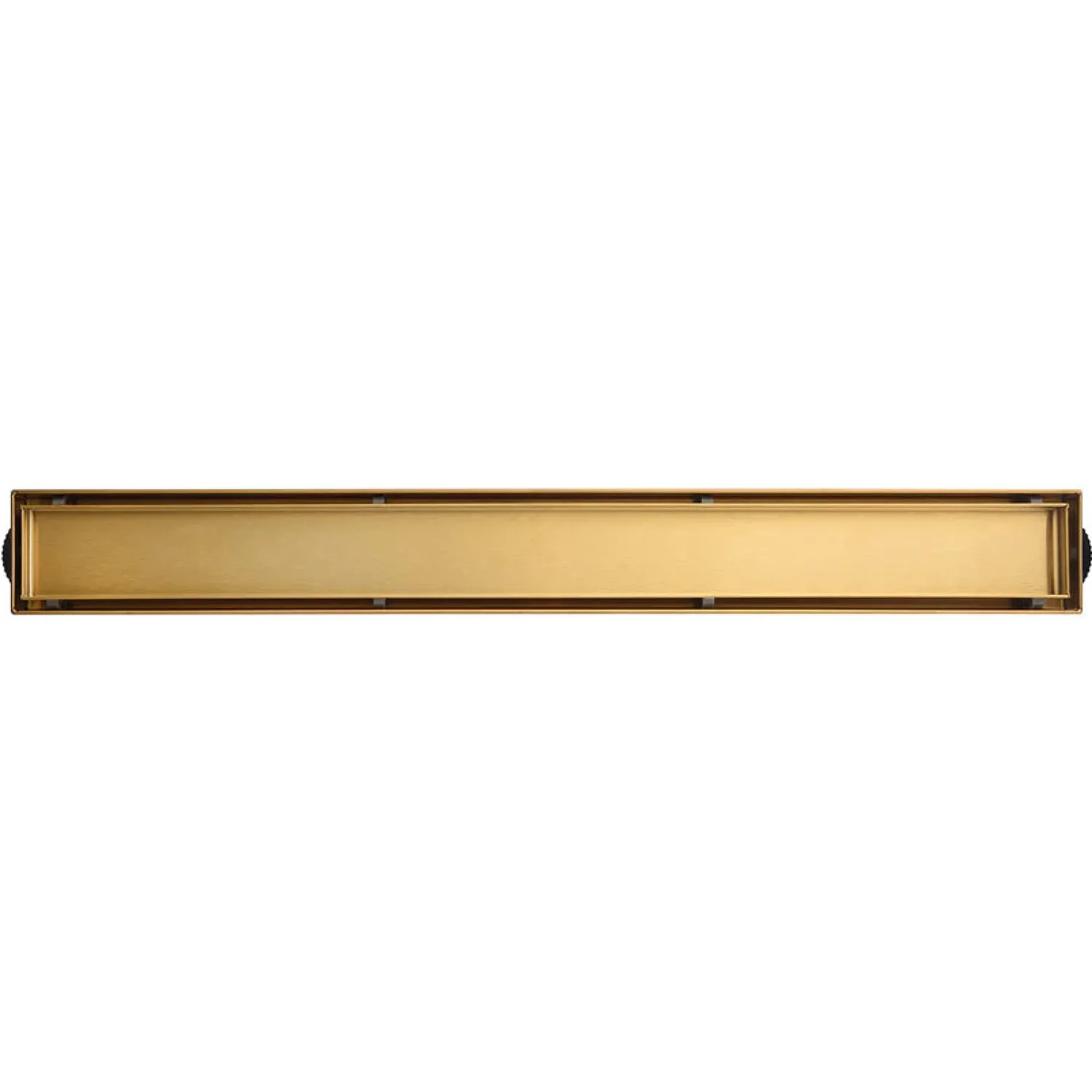 72" Stainless Steel Linear Shower Drain with Tile Insert & Flat Grate in Brushed Brass Shower Drains