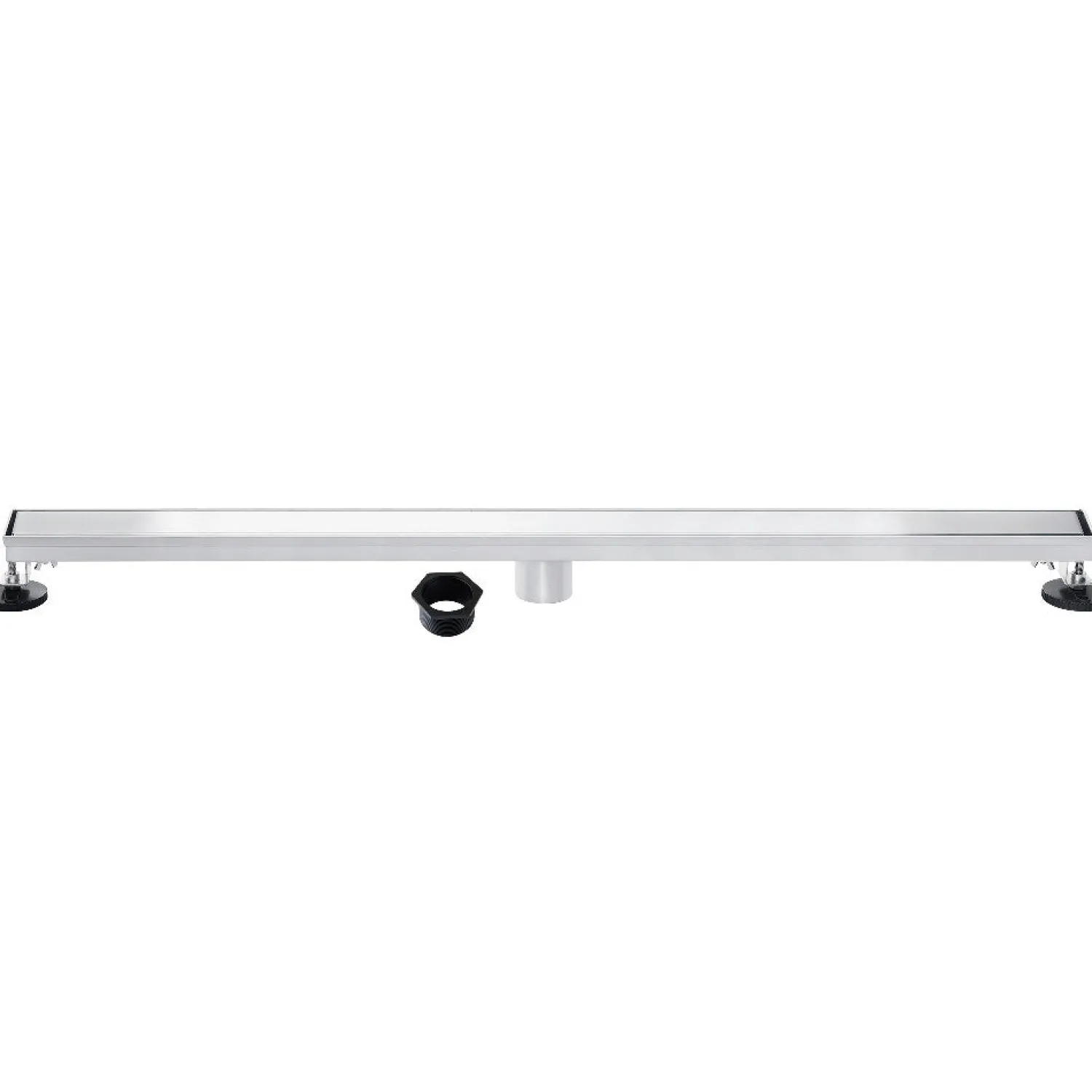 Discount 72" Stainless Steel Linear Shower Drain with Tile Insert & Flat Grate in Chrome Shower Drains